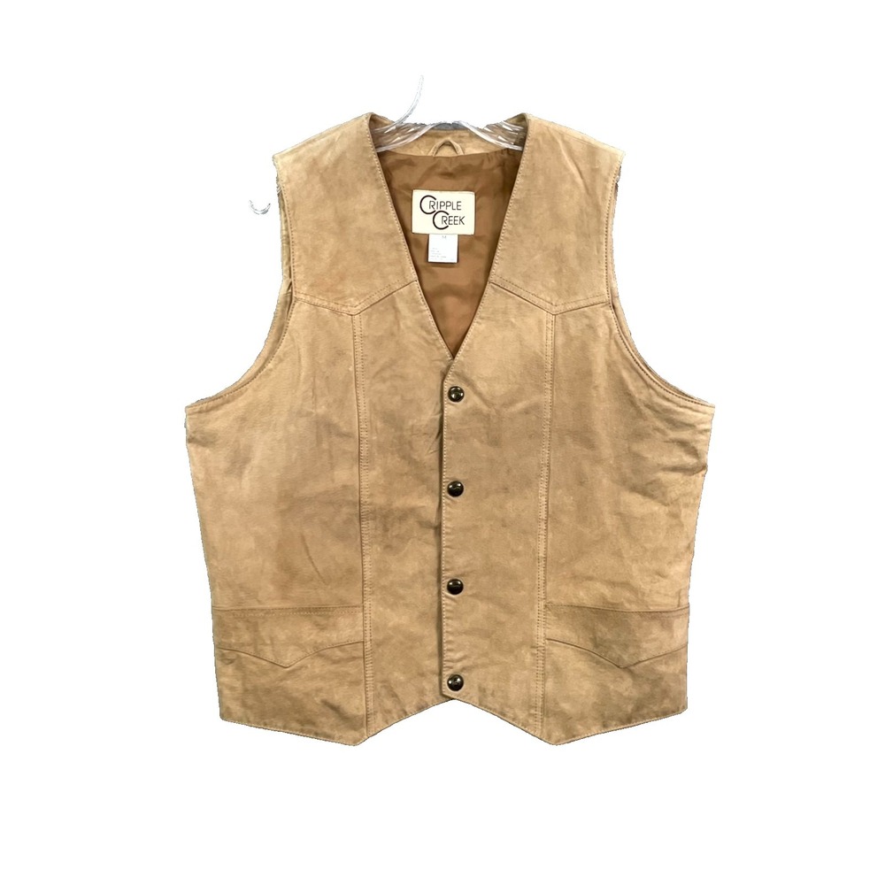 Cripple Creek Vest Mens Medium Suede Leather Rodeo Biker Western Cowboy‎ Riding
